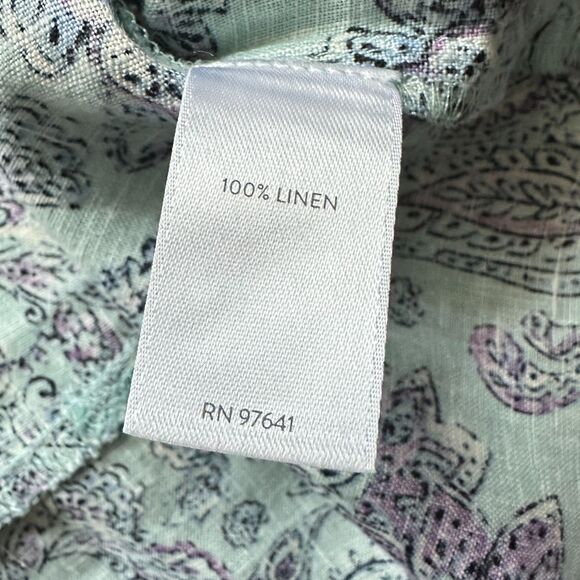 J. Jill Love Linen Blue and Purple Floral Paisley Short Sleeve Shift Dress M - Picture 4 of 9